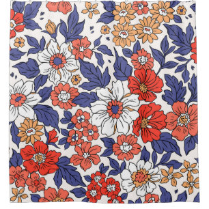Rideaux De Douche Beau motif floral vintage en petit réaliste