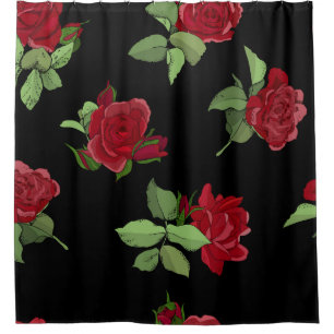 Rideaux De Douche Beau motif floral vintage transparent avec ros