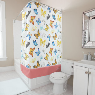 Rideaux De Douche Beau Motif papillon avec nom rose