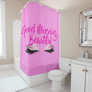 Rideaux De Douche Beau noir de rose de maquillage bonjour