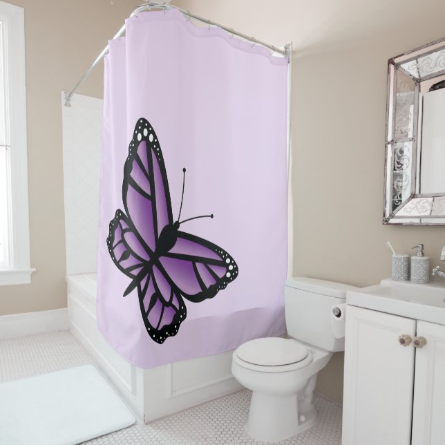 Rideaux De Douche Beau Papillon violet (En situation)