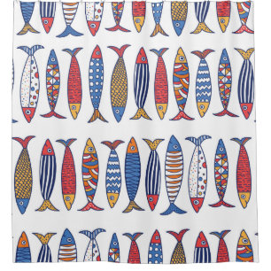 Rideaux De Douche Beau poisson. Enfants arrière - plans. Motif sans