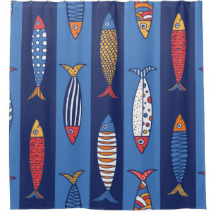 Rideaux De Douche Beau poisson. Enfants arrière - plans. Motif trans