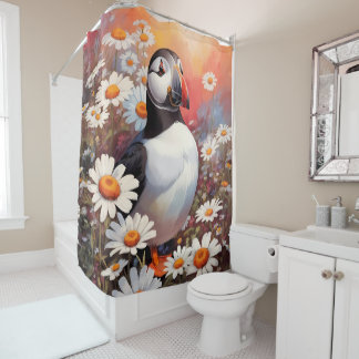 Rideaux De Douche Beau Puffin Dans Le Champ Maisy
