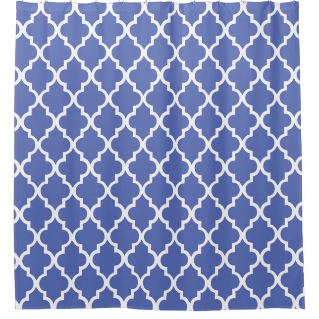 Rideaux De Douche Beau Royal Blue Quatrefoil Motif (Devant)