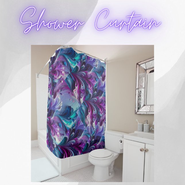 Rideaux De Douche Beau Turquoise et rose Motif Abstrait | (Créateur téléchargé)