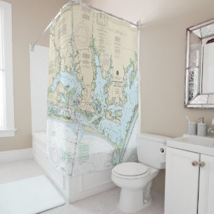 Rideaux De Douche Beaufort Inlet et une partie de la carte son de ba