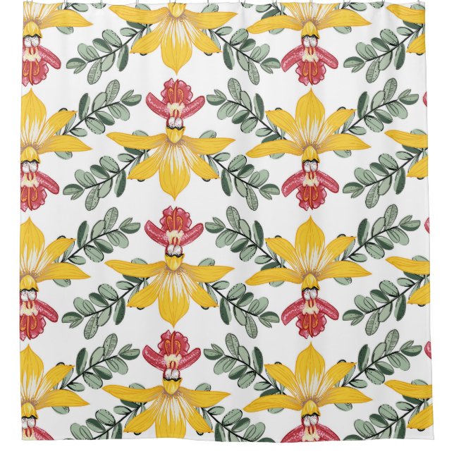 Rideaux De Douche Beauté de l'orchidée : motif floral Elégance. (Devant)