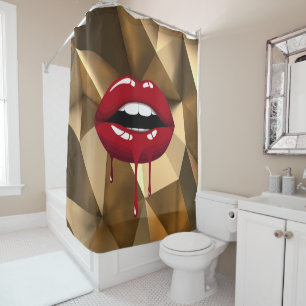 Rideaux De Douche Beauté Luxueuse Glamour Or Rouge Dégoulinant Lèvre