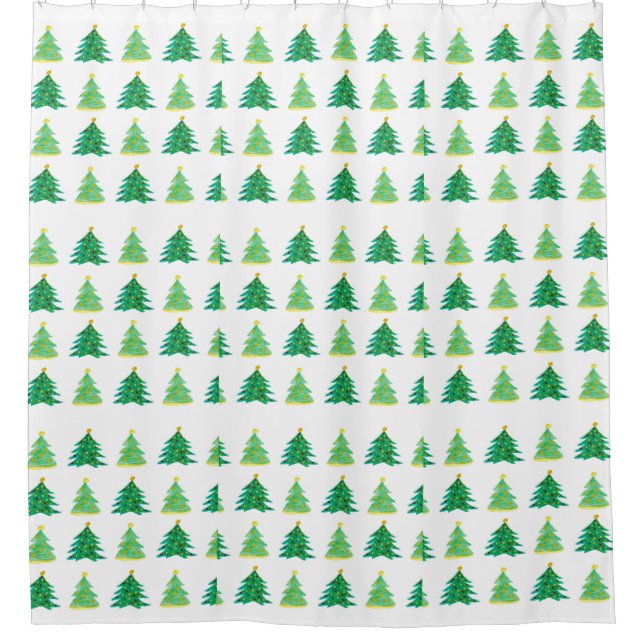 Rideaux De Douche Beaux arbres de Noël (Motif vert) (Devant)