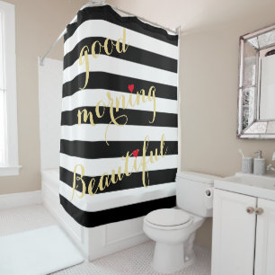 Rideaux De Douche Beaux matins de bon beau noir