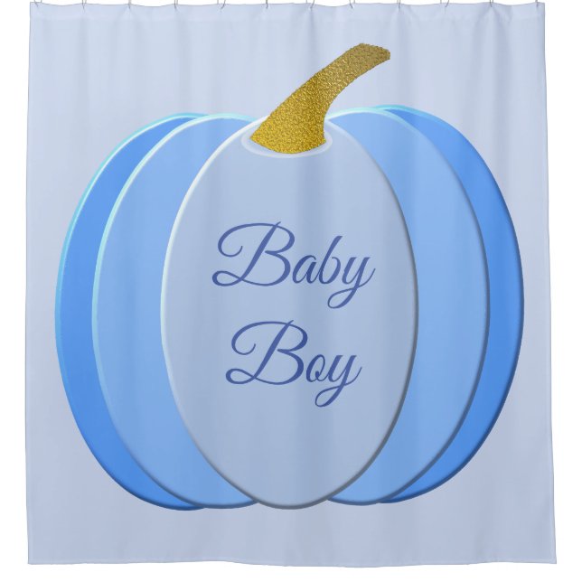 Rideaux De Douche Bébé Bleu mignon Citrouille Personnalisé (Devant)