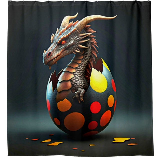 Rideaux De Douche Bébé dragon éclosion (Devant)