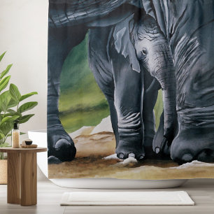 Rideaux De Douche Bébé Eléphant Gris mou