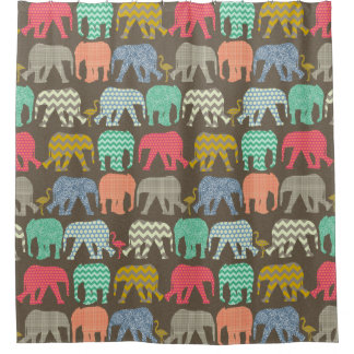 Rideaux De Douche bébé éléphants et flamants noires