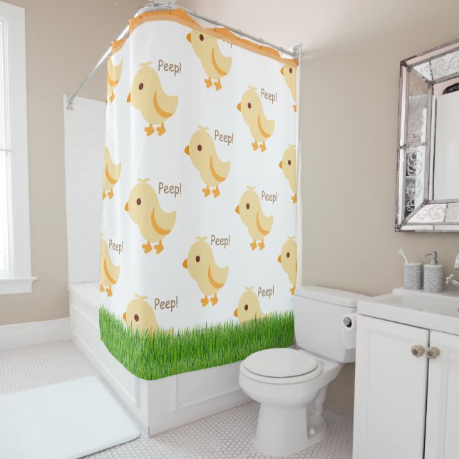 Rideaux De Douche Bébé jaune mignon Enfants (En situation)