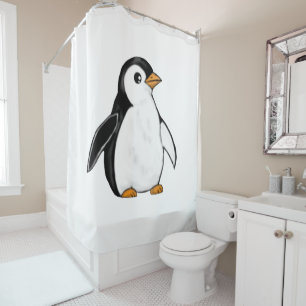 Rideaux De Douche Bébé manchot adorable Art hivernal de style aérogr