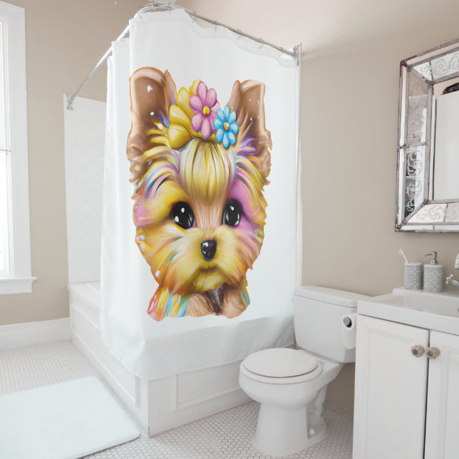 Rideaux De Douche Bébé mignon et adorable Yorkie (En situation)