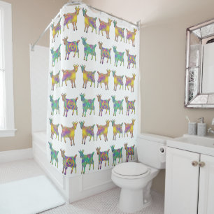 Rideaux De Douche Bébés Chèvres Psychédéliques Mignons Art Animal Co