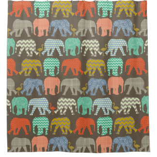 Rideaux De Douche bébés éléphants et flamants, Savannah