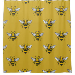 Rideaux De Douche Bee Haven : Motif jaune Vintage