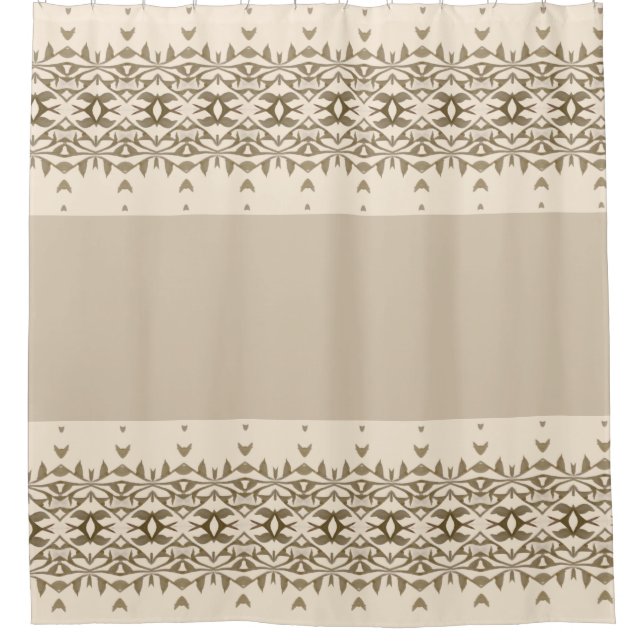 Rideaux De Douche Beige Crémeux Avec Brown Cuivre (Devant)