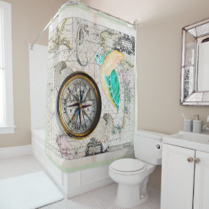 Rideaux De Douche Beige de carte de tortue de mer