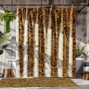 Rideaux De Douche Beige et Brown Floral Paisley Motif