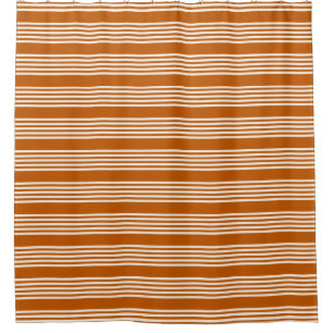 Rideaux De Douche Beige et orange brûlé cinq rayures motif