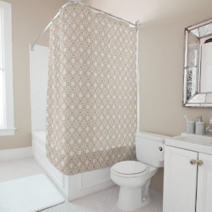 Rideaux De Douche Beige Neutre moderne géométrique Motif Batik