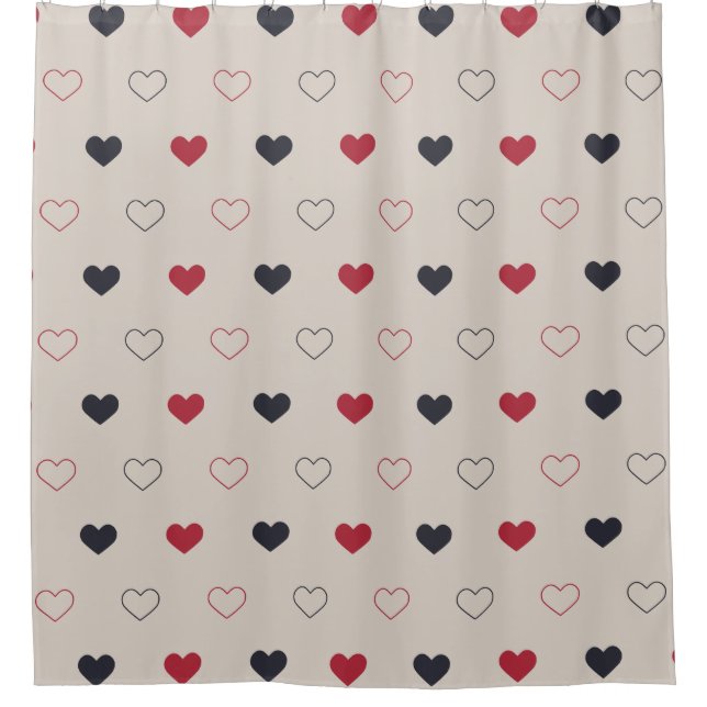 Rideaux De Douche Beige & red Heart Seamless Pattern Cute Minimal (Devant)