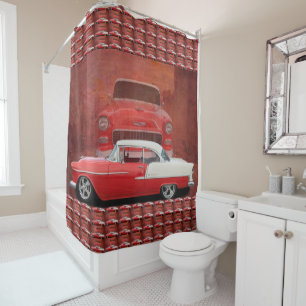 Rideaux De Douche Bel Air classique Dodge vintage blanc rouge de