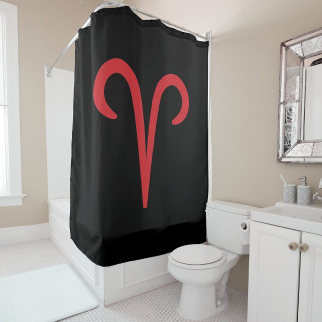 Rideaux De Douche Bélier Astrologie Zodiaque Rouge Mars Avril Annive (En situation)