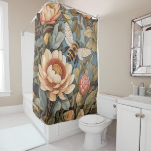Rideaux De Douche Belle Abeille De Jardin Avec Fleurs Protea