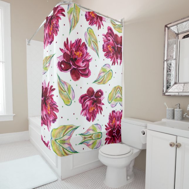 Rideaux De Douche Belle aquarelle florale (En situation)