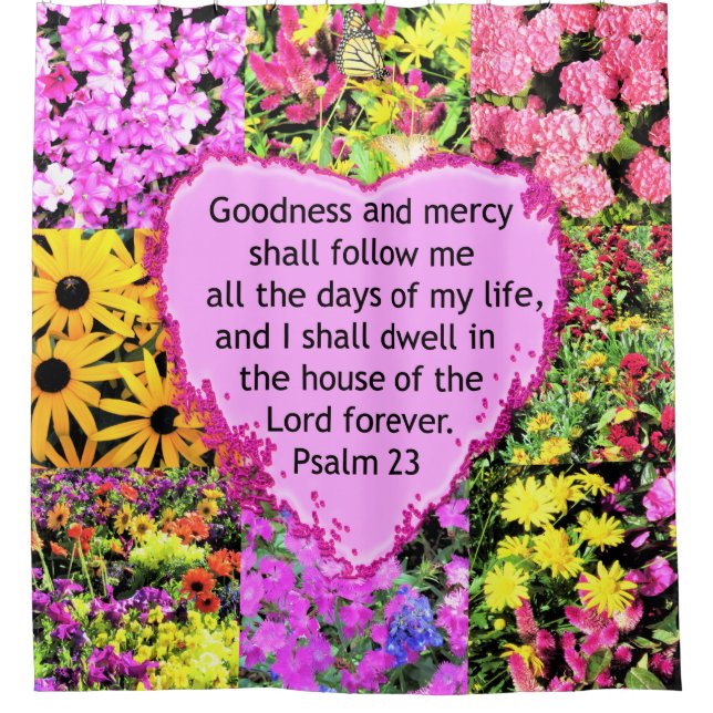 RIDEAUX DE DOUCHE BELLE CONCEPTION FLORALE PSALM 23 (Devant)