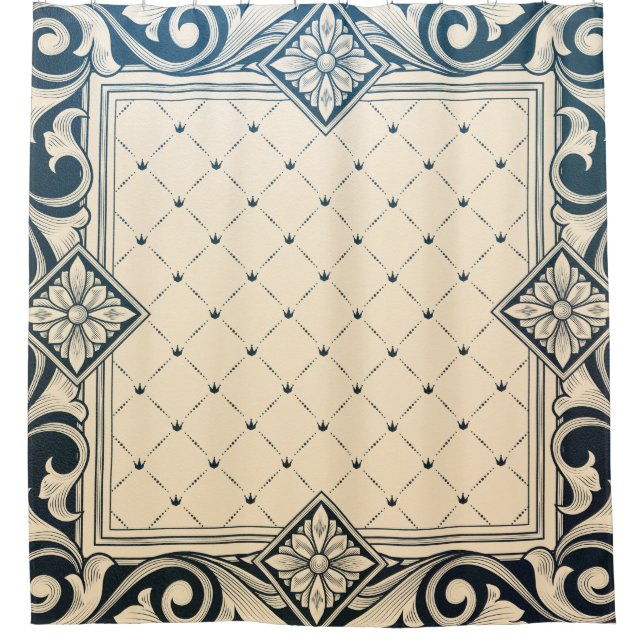 Rideaux De Douche belle époque, Art nouveau, victorien, floral, beig (Devant)