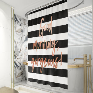 Rideaux De Douche Belle matinée rayure rose or