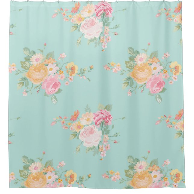 Rideaux De Douche belle, menthe, shabby chic, country chic, floral, (Devant)