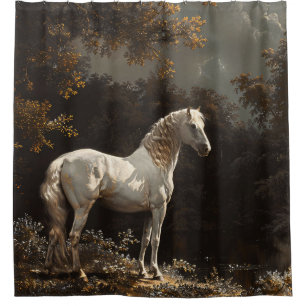 Rideaux De Douche Belle peinture à l'huile de cheval blanc Vintage