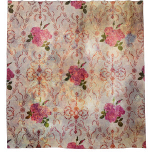 Rideaux De Douche Belle rose rose rose motif grunge vieux st
