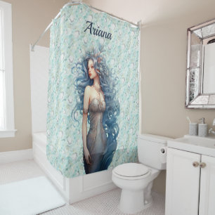 Rideaux De Douche Belle sirène à ailes bleues