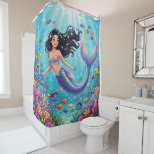 Rideaux De Douche Belle sirène de dessin animé sous la mer