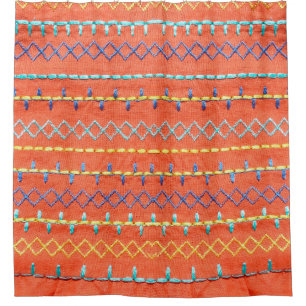 Rideaux De Douche Belle tarte colorée, brodée, style hippie