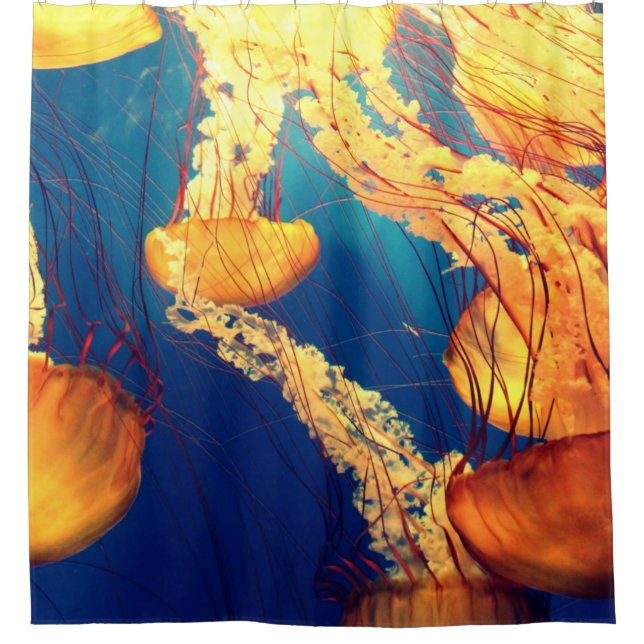 Rideaux De Douche Belle Vie Marine : Jellyfish or (Devant)