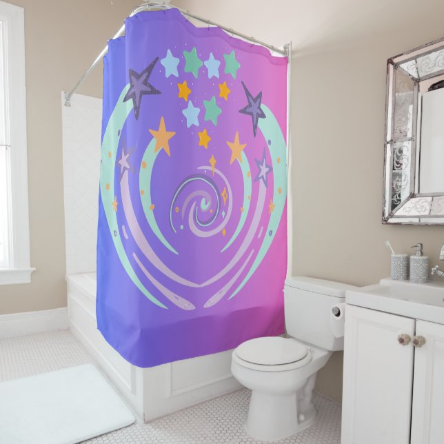 Rideaux De Douche belles étoiles et coeur (En situation)