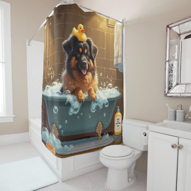 Rideaux De Douche Berger Belge Brouillon Endormi Mignon Drôle (En situation)