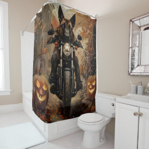 Rideaux De Douche Berger d'Anatolie à moto Halloween