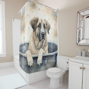 Rideaux De Douche Berger d'Anatolie Dans la Baignoire Aquarelle Art