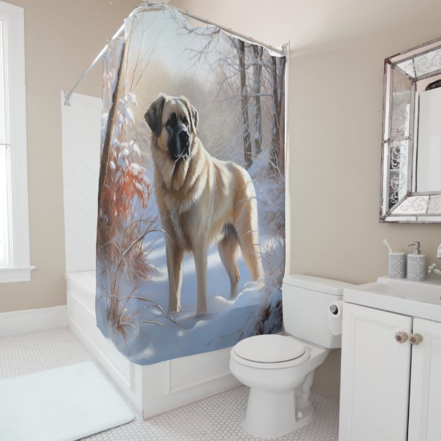 Rideaux De Douche Berger d'Anatolie Qu'il neige Noël (En situation)
